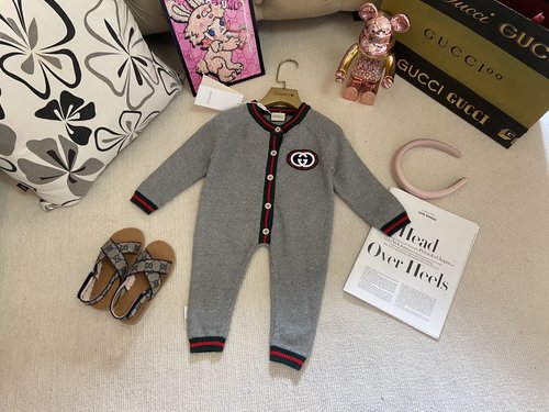 Gucci High-End Baby Romper for Boys & Girls, Knitted Cotton Crawler