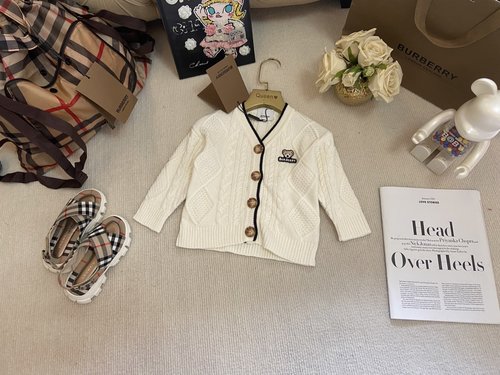 Burberry High-end Unisex Kids Cotton Knit Cardigan