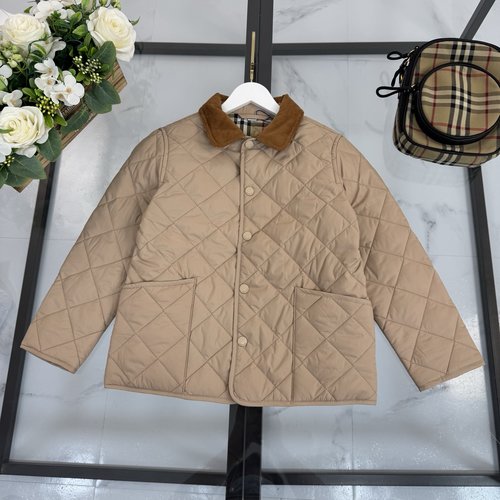 Burberry Kids Luxury Quilted Coat with Classic Plaid Lining