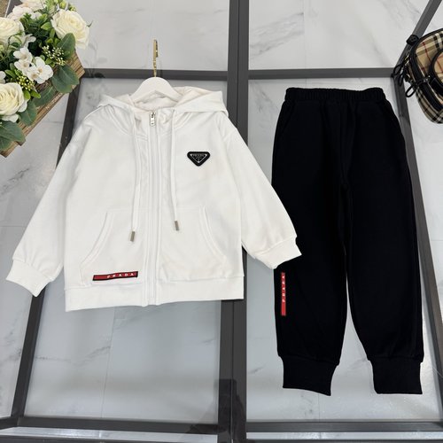Prada Kids Premium Sweat Set with Logo Patch & Cotton Terry