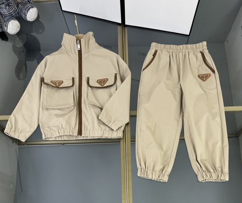 Prada Premium Kids Unisex Woven Cotton Color Block Set