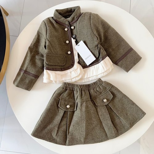 Gucci Girls Wool Padded Jacket & Fleece Skirt Set