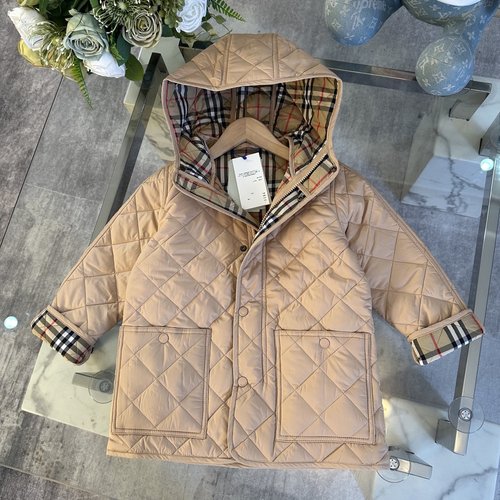 Burberry Unisex Kids Quilted Hooded Water-resistant Coat