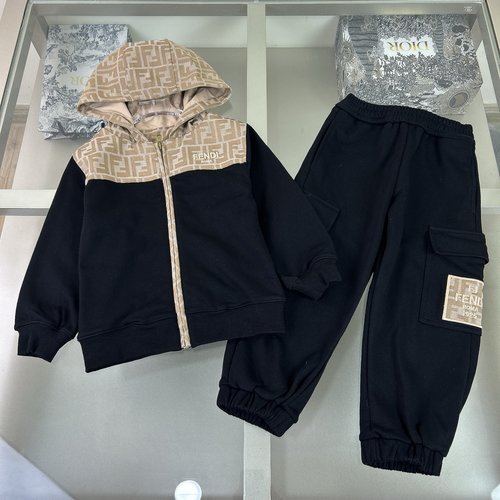 Fendi Kids Classic Logo Print Cotton Set 