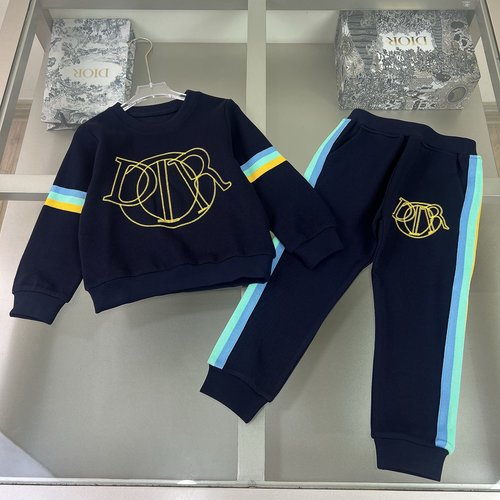 Dior Kids Premium Cotton Set with Embroidery & Webbing 