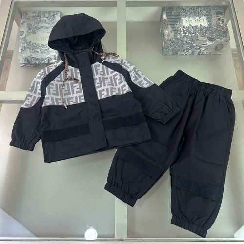 Fendi Kids Hooded Zip Sweatshirt & Elastic Waist Pants Set 