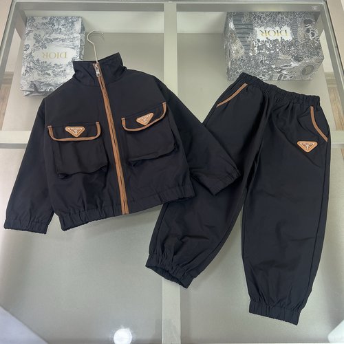 Prada Kids Woven Cotton Colorblock Track Suit