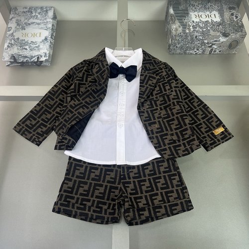Fendi Boys Suit Shorts Set 100 Cotton Letter Print Comfortable Stylish