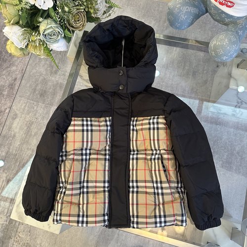 Burberry Kids 90 Goose Down Jacket Removable Hood Warm & Comfortable