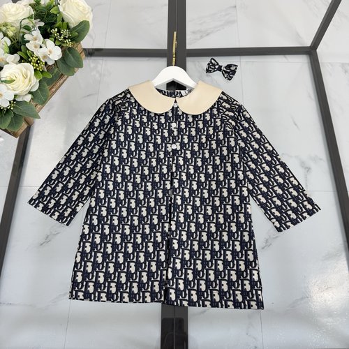 Dior Girls Satin Peter Pan Collar Dress 
