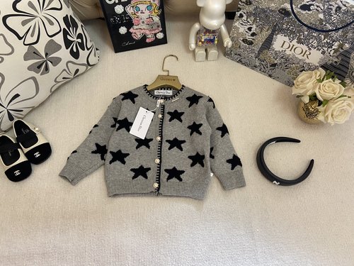 Dior Cute Unisex Kids Star Knit Cardigan
