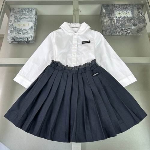 Miu Miu Girls Comfy Cotton Skirt Set with Magic Tape Logo