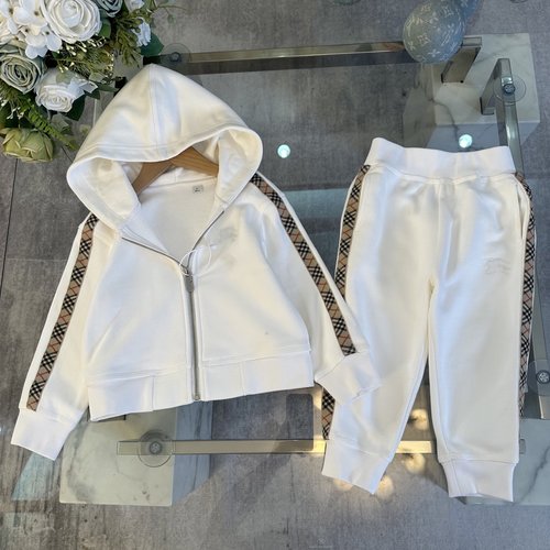 Burberry Unisex Kids Cotton Set with Check Side Top 