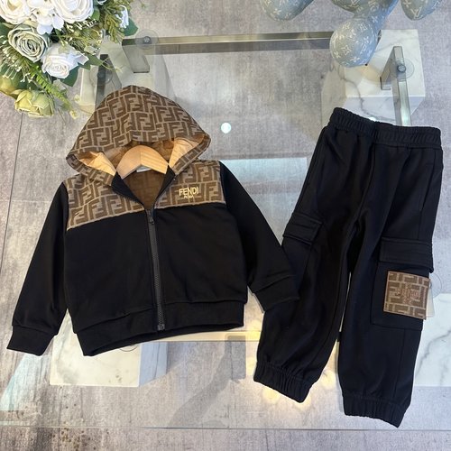 Fendi High-end Kids 2-Piece Set, 100 Cotton, Unisex