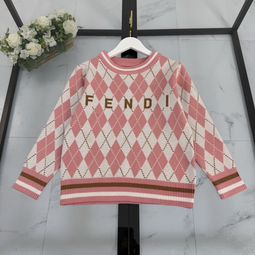Fendi Kids Unisex Diamond Cashmere Sweater 