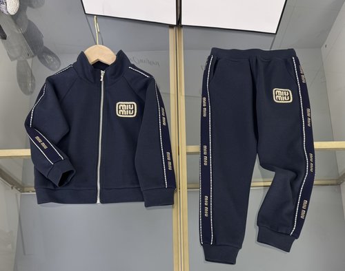 Miu Miu Boys & Girls Premium Cotton Set Navy Beige