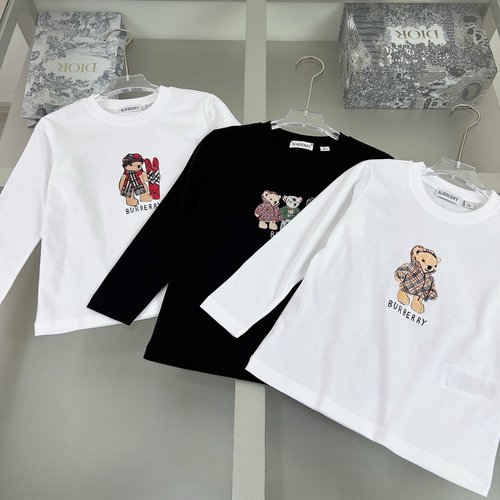 Burberry Unisex Kids Cartoon Bear Hooded T-Shirt - Comfortable & Stylish