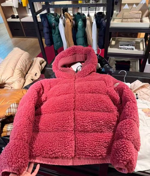 Moncler Girls Hooded Teddy Fleece Goose Down Jacket