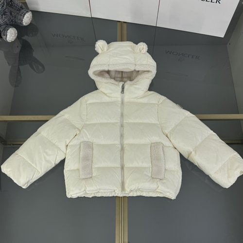 Moncler Cute Girls Lightweight Down Jacket with 3D Ear Hood