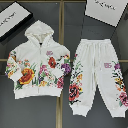 D & G Kids Premium Cotton Set with Floral Letter Graffiti