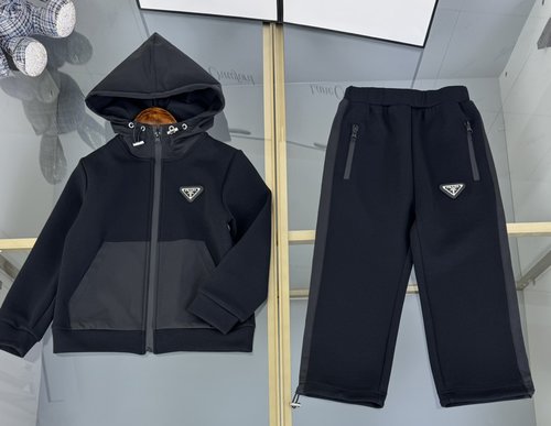 Prada Premium Kids Two-Piece Set - Cotton Terry & Logo Patch 