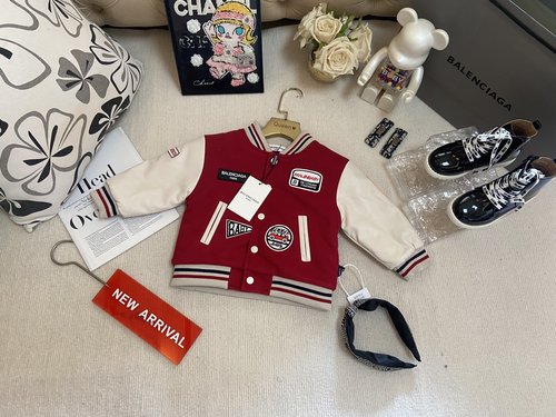 Balenciaga Unisex Fleece-Lined Baseball Jacket with Leather Patchwork