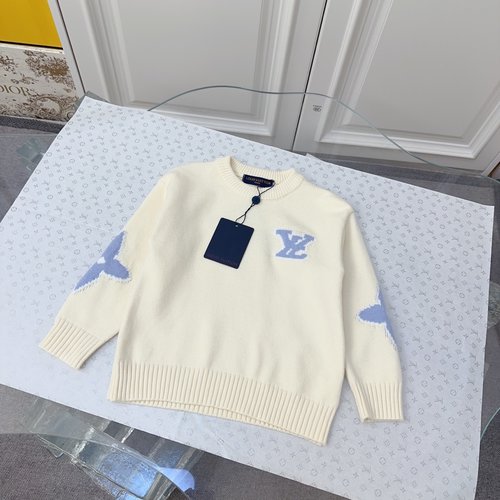 LV Unisex Kids Cotton Knit Sweater with Logo Design