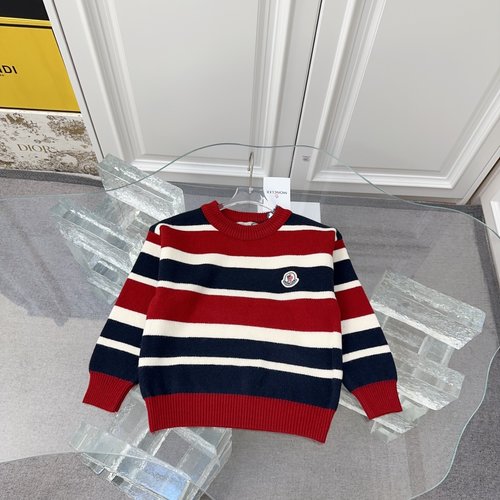 Moncler Unisex Kids Striped Color-Block Knit Sweater, Comfortable & Stylish