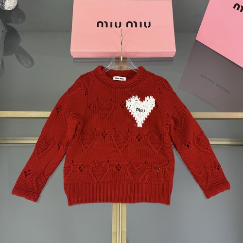 Miu Miu Cherry Red 3D Heart Kids Sweater