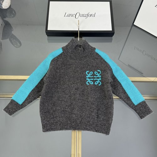 Loewe Kids Half-High Neck Color-Block Soft Knit Sweater