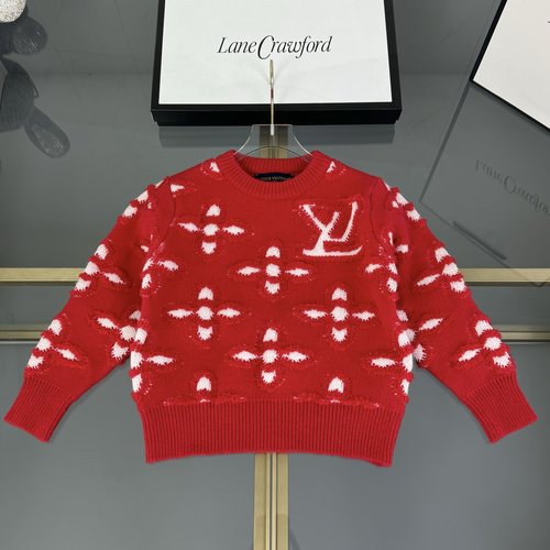 LV Kids Wool Blend Four-Leaf Clover Jacquard Sweater 