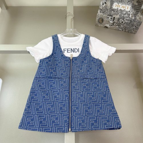 Fendi Girls Washed Denim Skirt Set - Comfortable & Stylish 