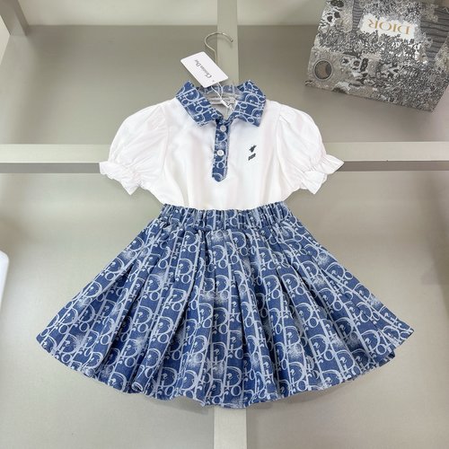 Dior Girls High-End Denim Skirt Set, Comfortable & Stylish