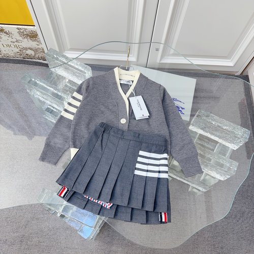 Thom Bn Classic High-End Preppy Girls Rabbit Fur Knit Skirt Set