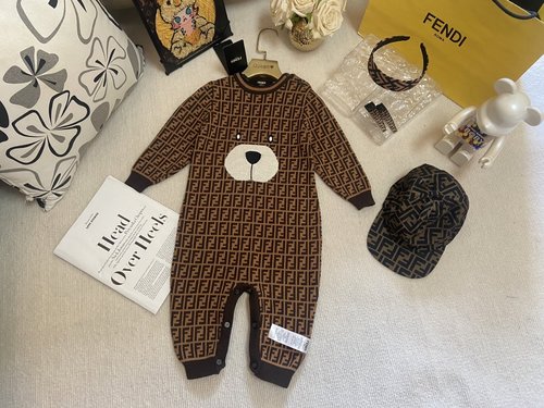 Fendi Unisex Toddler Knit Romper Premium Cotton Stylish 