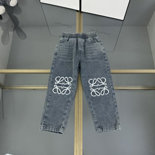 Loewe Kids Denim Jeans - Letter Embroidery & Patchwork, Stylish & Comfortable