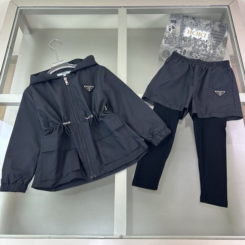 Prada Girls High-End Woven Cotton Outfit Set 
