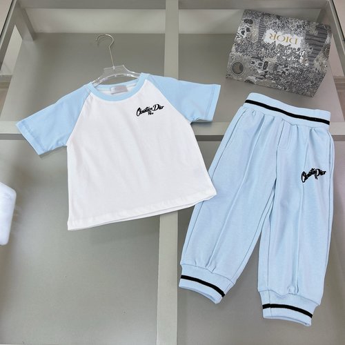 Dior Kids Off-White Cotton Set with Spray Print 