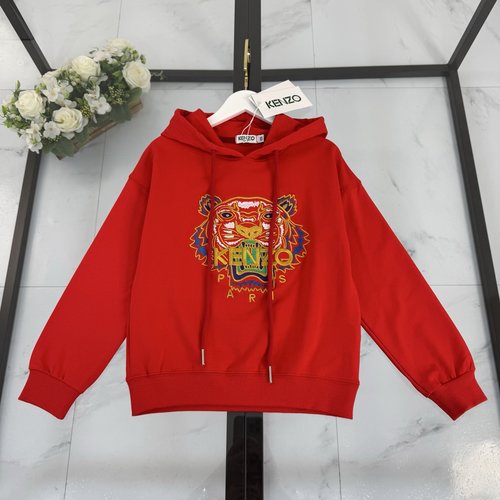 Kenzo Premium Kids Lightweight Cotton Hoodie with Tiger Embroidery