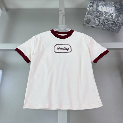 Dior Imported Embroidered Letter Print Pure Cotton Top