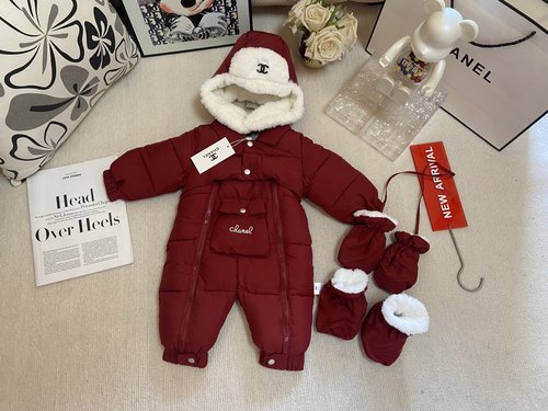 Chanel Unisex Fleece Baby Onesie Set with Cute Bunny Ear Hat