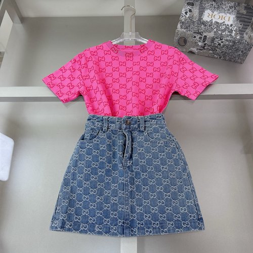 Gucci High-End Girls Cotton Dress Set, Comfortable & Stylish