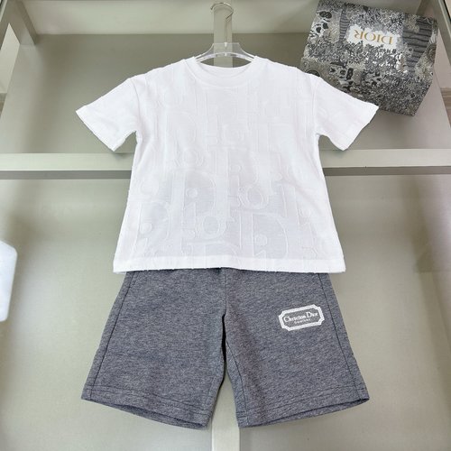Dior Premium Kids 2-Piece Set, Cotton 3D Letter Print, Comfy & Stylish 