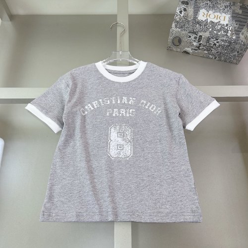 Dior High-End Boys & Girls Letter Print T-Shirt 