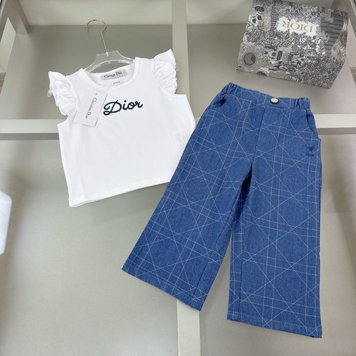 Dior High-End Girls Cotton Skirt Set - Comfortable & Chic