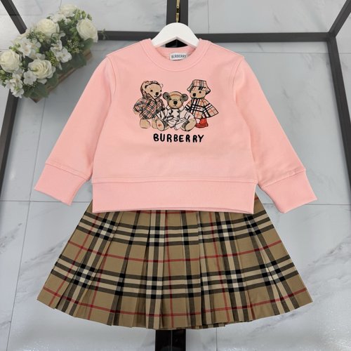 Burberry Girls High-End Cotton Printed Skirt Set