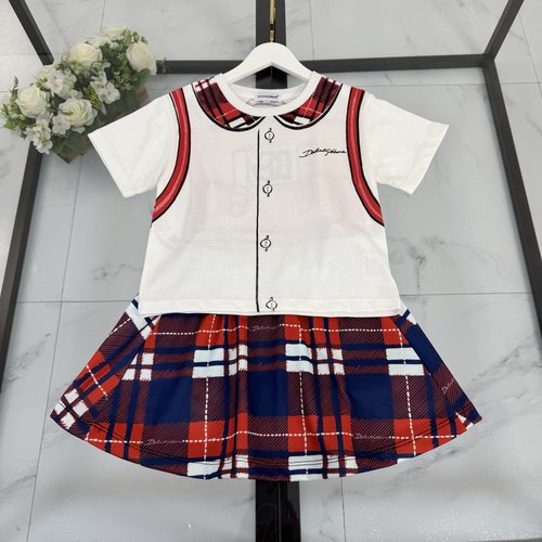 D & G Girls Cotton Dress Set with Faux Backpack Design 
