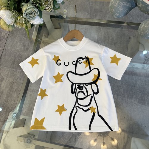 Gucci Kids 3D Letter Print Cotton T-Shirts 