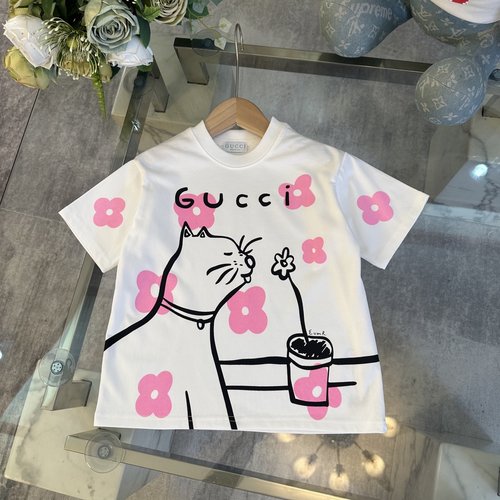 Gucci Unisex Kids 3D Letter Print Cotton T-Shirt 