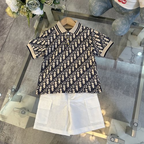 Dior Boys Premium Cotton Polo Shirt & Shorts Set 